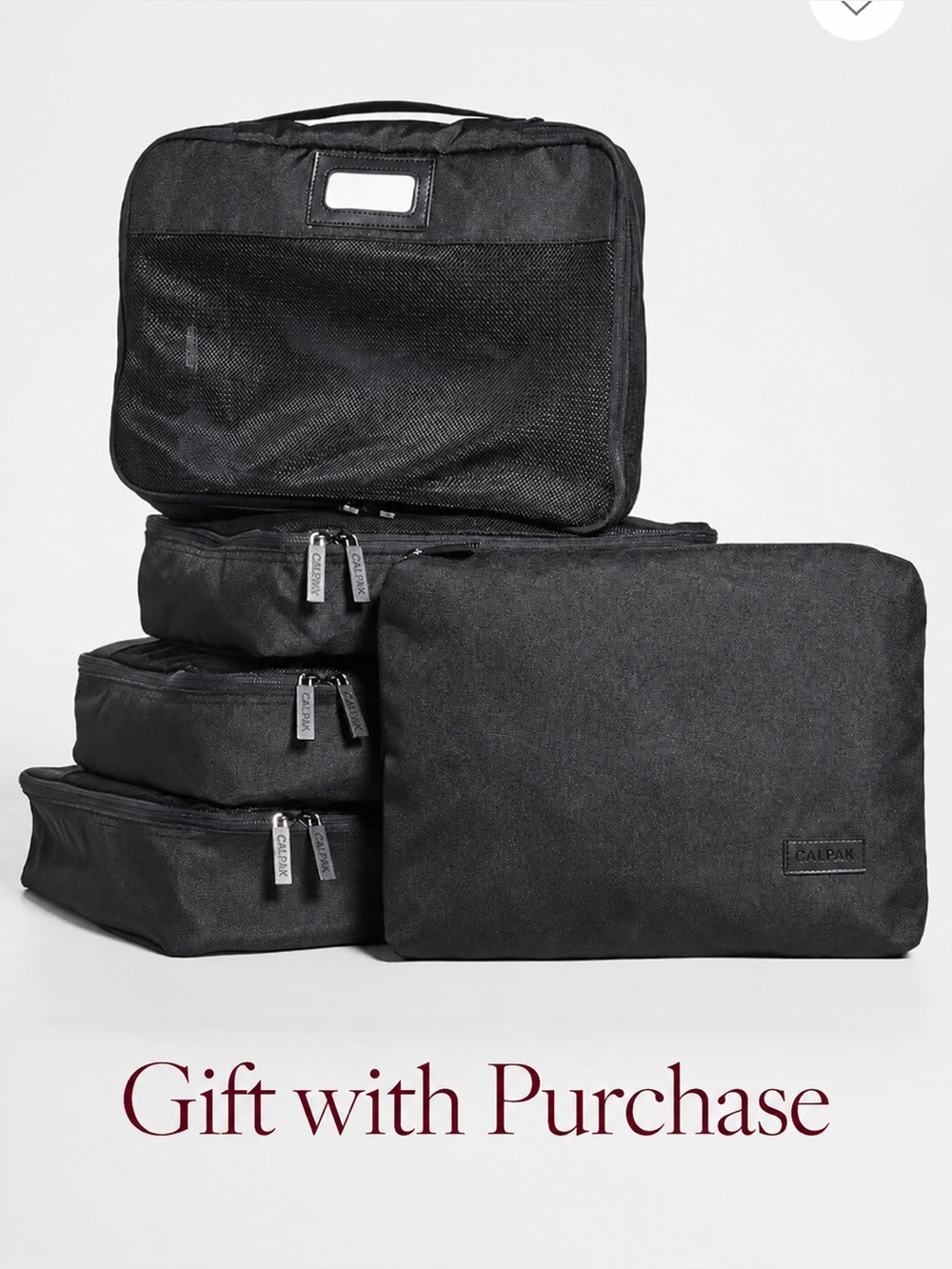 CALPAK Packing Cube Set Black 5 Piece Travel Organizer NWT